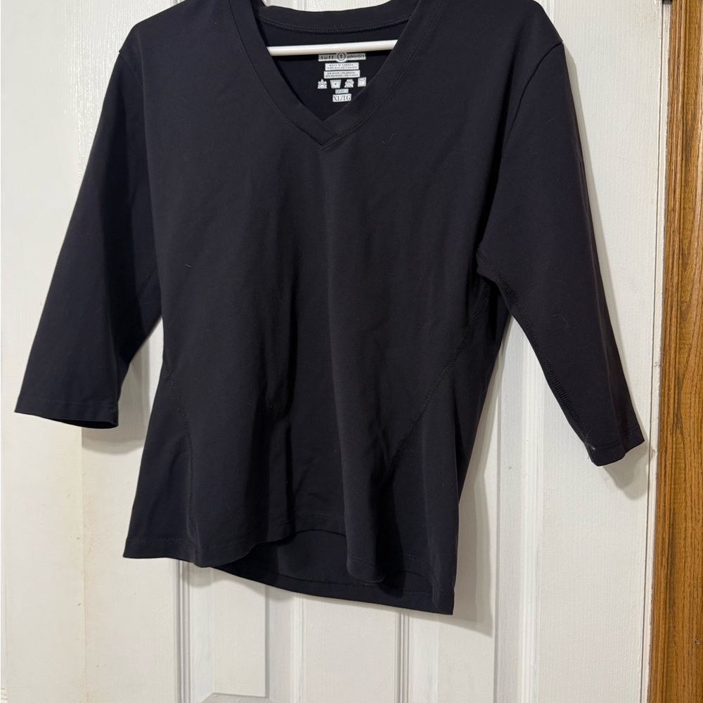 Tuff Athletics Black V-Neck Long Sleeve Top